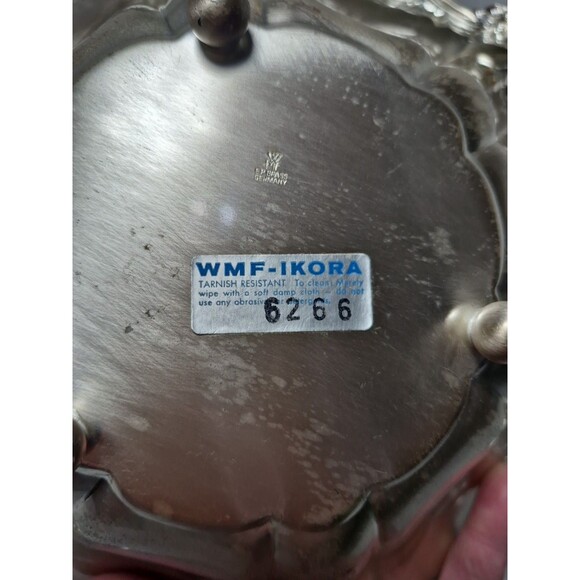 Vintage WMF Germany Ikora EP Silver Plate Floral Footed Serving Bowl 11” - Picture 14 of 16